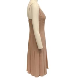 Autre Marque-Vestido plisado de seda Chanel nude-Beige