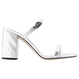 Alexander Mcqueen-Seal Heeled Sandals - Alexander McQueen - Leather - Silver-Silvery,Metallic