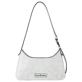 Bolsa Platt Mini Crackle Hobo - Acne Studios - Couro - Branco Branco