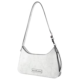 Acne-Platt Mini Crackle Hobo Bag - Acne Studios - Leather - White-White