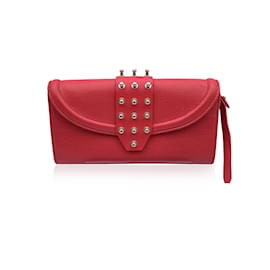 Mcq-Alexander ueen Red Leather Studded Continental Wallet-Red