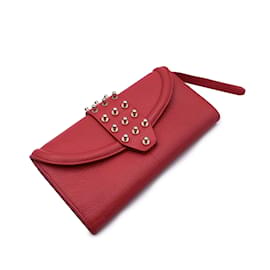 Mcq-Alexander ueen Red Leather Studded Continental Wallet-Red