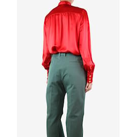 Gucci-Blusa de cetim vermelha - tamanho UK 10-Vermelho