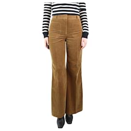 Victoria Beckham-Pantalon large en velours côtelé marron - taille UK 8-Marron