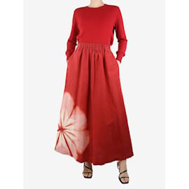 Autre Marque-Falda midi plisada tie-dye roja - talla S-Roja