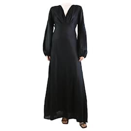 Autre Marque-Vestido largo negro de lino con escote en pico - talla S-Negro
