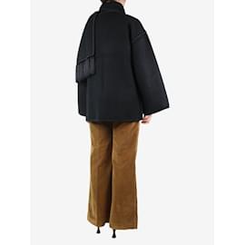 Totême-Schwarze drapierte Jacke aus Wollmischung mit Fransen – Größe UK 12-Schwarz
