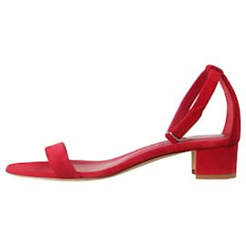 Manolo Blahnik-Red suede ankle-strap heels - size EU 37-Red