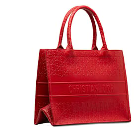 Dior-Dior Red Medium Oblique Buchtasche aus geprägtem Leder-Rot