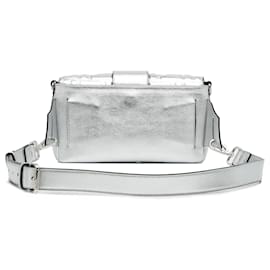 Fendi-Fendi Silver Prints On Zucca Embossed Convertible Baguette Belt Bag-Silvery