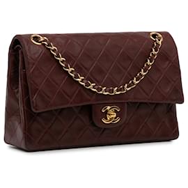 Chanel-Chanel Red Medium Classic Lambskin lined Flap-Red,Other