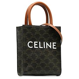 Céline-Celine Brown Mini Triomphe Vertical Cabas-Brown,Dark brown