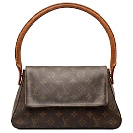 Louis Vuitton-Louis Vuitton Brown Monogram Looping Mini-Brown