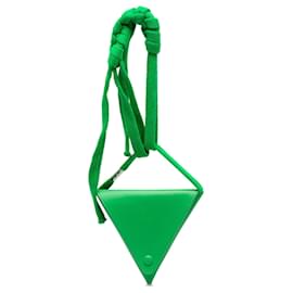 Bottega Veneta-Bottega Veneta Green Leather Triangle Pouch with Strap-Green