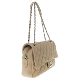 Chanel-Chanel Brown Jumbo Quilted Caviar Easy Flap Bag-Brown,Beige