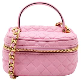 Moschino-Pink Quilted Leather Crossbody / Makeup bag-Pink