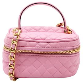 Moschino-Rosafarbene Umhängetasche aus gestepptem Leder / Makeup Tasche-Pink