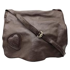 Gucci-Brown Guccisima "Tribeca" Messenger Tote with Heart-Brown