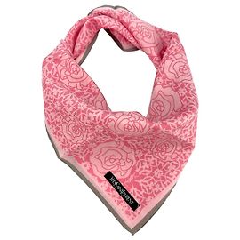 Yves Saint Laurent YSL Bandana Lenço de Senhora Cachecol Algodão Rosa Cinza Flor Outro
