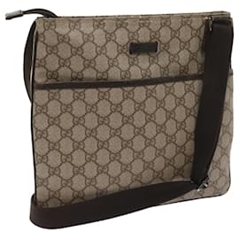 Gucci-GUCCI GG Canvas Shoulder Bag PVC Beige 141626 Auth ac2721-Beige