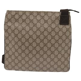 Gucci-GUCCI GG Canvas Shoulder Bag PVC Beige 141626 Auth ac2721-Beige