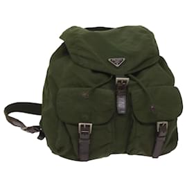 Prada-PRADA Backpack Nylon Khaki Auth 65703-Khaki