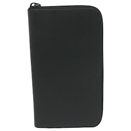 Prada-PRADA Long Wallet Leather Black Auth 65278A-Black