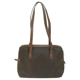 Céline-CELINE Macadam Canvas Shoulder Bag PVC Leather Brown Auth 65957-Brown