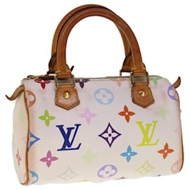 Louis Vuitton-LOUIS VUITTON Monogramm Mehrfarbige Mini Speedy Handtasche Weiß M.92645 Auth 65525-Weiß