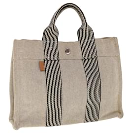 Hermès-HERMES New Fourre Tout Hand Bag Canvas Gray Auth 65310-Grey