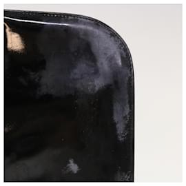 Salvatore Ferragamo-Salvatore Ferragamo Gancini Chain Shoulder Bag patent Black Auth 66129-Black