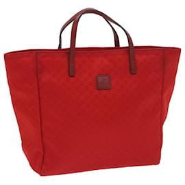 Gucci-GUCCI Micro GG Canvas Tote Bag Nylon Red 284721 Auth ac2686-Red