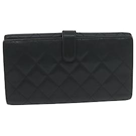 Chanel-CHANEL Portefeuille Long Ligne Cambon Cuir Noir CC Auth am5641-Noir