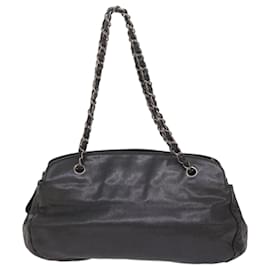 Chanel-CHANEL Chain Shoulder Bag Caviar Skin Black CC Auth 65255A-Black