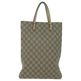 Gucci-GUCCI GG Supreme Sac à main en cuir PVC Beige 117551 auth 65939-Beige