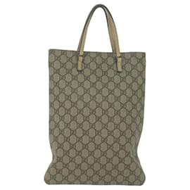 Gucci-GUCCI GG Supreme Hand Bag PVC Leather Beige 117551 auth 65939-Beige