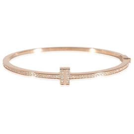 Tiffany & Co-TIFFANY & CO. Tiffany T Hinged Bracelet in 18k Rose Gold 0.33 ctw-Other