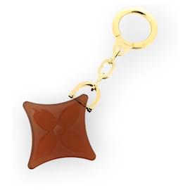 Louis Vuitton-LOUIS VUITTON Monogram Flower Keychain Charm-Brown,Gold hardware