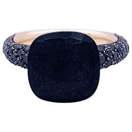 Pomellato-Pomellato-Ring, "Nudo", Rotgold, Titan, Obsidian, schwarze Diamanten.-Andere