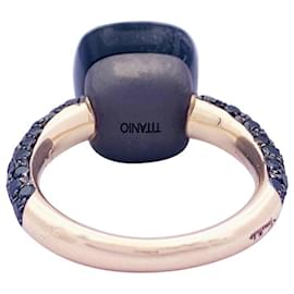 Pomellato-Pomellato ring, "Nudo", Rose gold, Titanium, obsidian, black diamonds.-Other