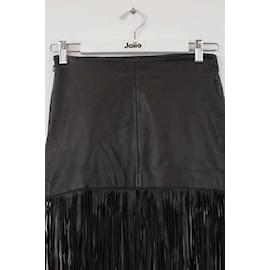 Maje-Leather Mini Skirt-Black