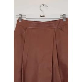 Paule Ka-Leather skirt-Brown