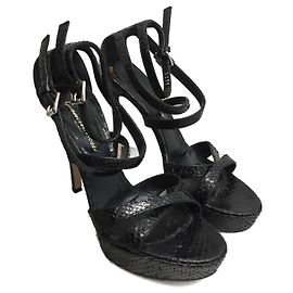 GIANVITO ROSSI Sandals T.EU 37.5 Exotic leathers Black
