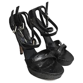 Gianvito Rossi-GIANVITO ROSSI Sandália T.eu 37.5 couros exóticos-Preto