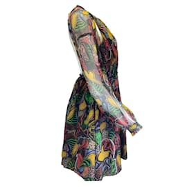 Autre Marque-Missoni Robe en soie noire multi-imprimée à dos ouvert-Multicolore