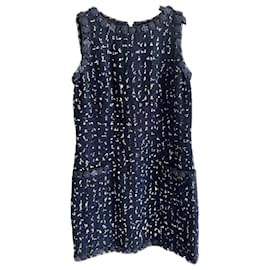 Chanel-Saint-Tropez Kreuzfahrt Navy Tweed Kleid-Marineblau
