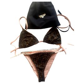 Bikini reversible Fendirama rosa de Fendi. Castaño Rosa Monograma