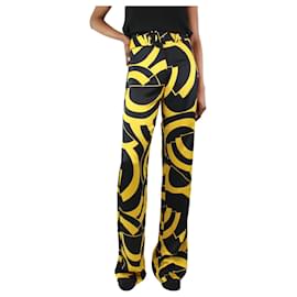 Autre Marque-Yellow straight-leg printed satin trousers - size UK 8-Yellow