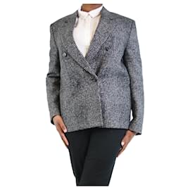 Saint Laurent-Blazer en laine à boutonnage doublé gris - taille UK 16-Gris