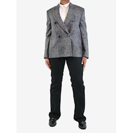 Saint Laurent-Blazer en laine à boutonnage doublé gris - taille UK 16-Gris